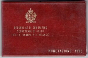 1992年サンマリノ共和国、地方硬貨、1,000リラ銀貨付きBU
