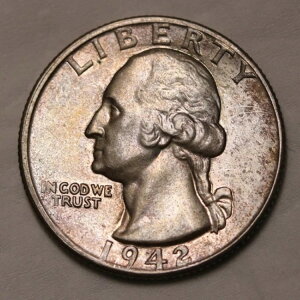 �č����V���g�� �V���o�[ �N�H�[�^�[�R�C�� 1942 S KM# 164 Unc +Lustre