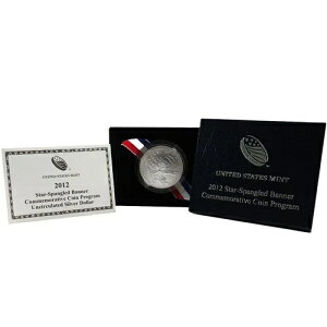 米国造幣局 2012-P 星条旗記念銀貨 UNC COA OGP 付き