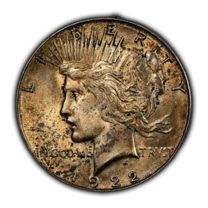 1922-S 1ドル銀貨 ピースダラー - 光沢仕上げ - 厚い緑青 - SKU-D6092