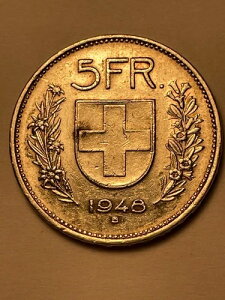 1948B 1948 B 5�t���� �X�C�X �w�����F�e�B�A - KM# 40 - 83.5% �V���o�[