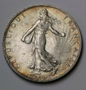 1914年 フランス 2フラン銀貨 KM# 845.1 - 魅力的な色調