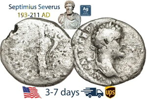 古代ローマ帝国 コイン シルバー デナリウス セプティミウス セウェルス 193 〜 211 AD #20516