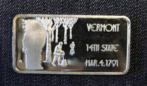 バーモント州 ハミルトンミント 1オンス .999 純銀バー