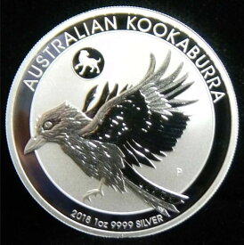 2018年オーストラリア産 宝石 1オンス シルバー ワライカワセミと犬のトイレ、ミント未開封ケース入り
