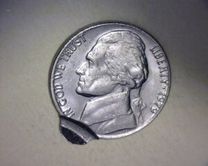 1979年 ジェファーソン ニッケル??ダブルストライク??片面セカンドストライク??エラーコイン