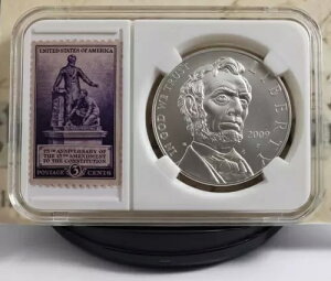 2009-P リンカーン記念銀貨(ヴィンテージ切手付き) - 素晴らしい! W17