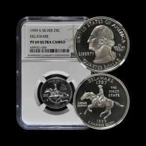 アメリカ合衆国、1999年、25セント、銀貨 - NGC PF69 - デラウェア州、シーザー・ロドニー