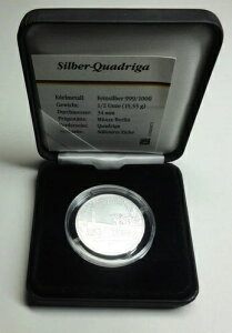 メダル シルバー クアドリガ 2019 壁崩壊30周年記念 シルバー - 999 BU 証明書 + ケース -