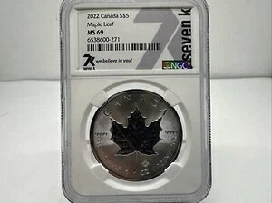 NGC MS 69 2022 カナダ メープルリーフ 9999 純銀 1オンス 5ドル硬貨 CB7-51