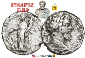 古代ローマ帝国 コイン シルバー デナリウス セプティミウス セウェルス 193 〜 211 AD #30262