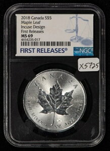 2018�N 5�J�i�_�h�� 1�I���X .9999 �V���o�[ ���[�v�����[�t - ����f�U�C�� - NGC MS 69 - X5725