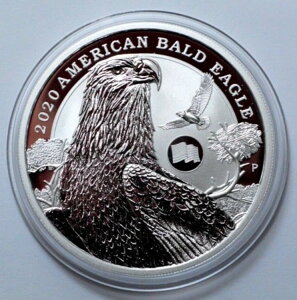 2020-P ツバル アメリカ白頭鷲旗 1オンス 999 銀貨 1ドル エリザベス2世