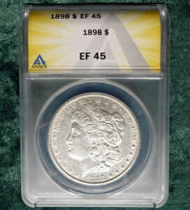 1898年 ANACS EF 45 モルガン銀貨、アメリカ合衆国 銀貨 1ドル