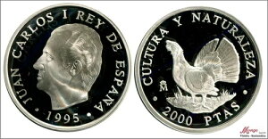 �X�y�C�� 2000 Ptas. Culture And Nature 1995 - UROGALLO / 27 Gr. Silver / In Ca