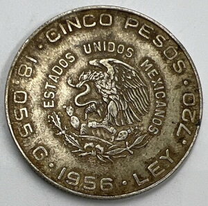 1956年メキシコ10ペソ銀貨|コレクターズグレード|a557