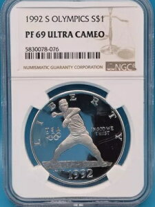 1992-S �I�����s�b�N �V���o�[ $1 NGC PF 69 �E���g���J���I