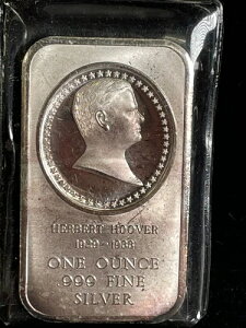 .999 純銀 1オンス アートバー - 大統領カメオ ハーバート・フーバー マディソンミント
