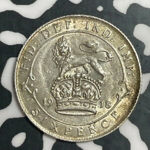 1918年 イギリス 6ペンス シックスペンス ロット#T3748 銀貨! 高品質! 美しい!