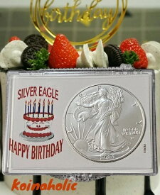 2024年アメリカンシルバーイーグルブリリアントアンサーキュレートハッピーバースデーコイン（ホルダー入り）