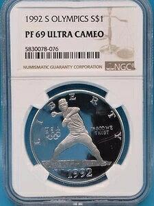 1992-S �I�����s�b�N �V���o�[ $1 NGC PF 69 �E���g���J���I
