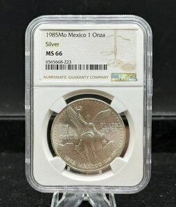 1985�N Mo MEXICO SILVER ���L�V�J���E���x���^�b�h�E�R�C�� 1�I���X .999 ���� MS 66 NGC�O���[�h