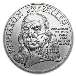 1992年 ベン・フランクリン消防士 1オンス .999 シルバーメダル記念 - 米国造幣局 (G)