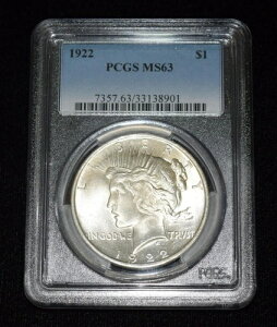 1922-P PCGS MS63 �V���o�[�s�[�X�_���[ ���C�g�g�[��
