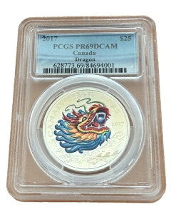 �J�i�_ 2017 �V���o�[ $25 PCGS PR69DCAM �J���[���C�Y�h�h���S��