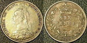 イギリス - ビクトリア州 - 6ペンス第2種銀貨 1890 TTB+ ! KM#760