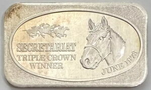 1973年 セクレタリアト 1オンス .999 シルバー トリプルクラウン受賞 - USシルバーコーポレーションアートバー