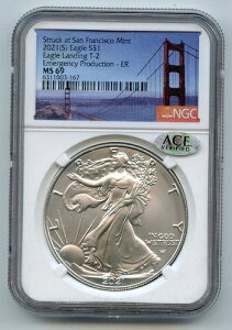 2021-S $1 T2 �V���o�[�C�[�O�� NGC MS69 �ً}���s �T���t�����V�X�R�Œ����AGC282