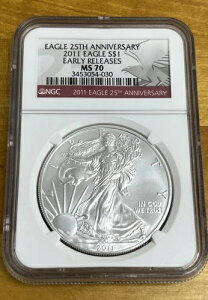 2011�N�A�����J���V���o�[�C�[�O���h�� $1 NGC MS 70 ���������[�X25���N�L�O