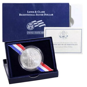 2004年 ルイス&クラーク生誕200周年記念 BU 90% 銀貨 米国造幣局 コインボックスとCOA