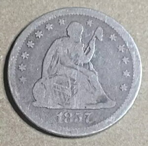 1857年 アメリカ合衆国 25セント 25セント 25セント 銀貨 90% - 自由の女神像 (879)