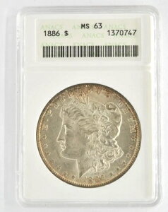 アメリカ合衆国 1886年 モルガン 1ドル 90% 銀貨 ANACS グレード MS63 スラブコイン