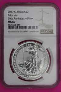 2017 MS 69 �C�M���X 2�|���h �u���^�j�A 20���N�L�O �v���C�x�[�g NGC �O���[�h1165