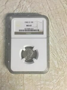 1942�N D NGC MS62 �}�[�L�����[�_�C�� 90% �V���o�[ 10�Z���g US �킸���ɕϐF���� �{�[�i�X�R�C������