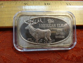 ヴィンテージアメリカンエルク 1975年、1オンス .999 シルバーバー - United States Silver Corp
