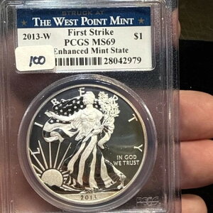 2013-W 1�h�� �V���o�[ �A�����J���C�[�O�� ? PCGS MS-69 ? 1�I���X �G���n���X�h�v���[�t �g�[��/�X�|�b�g