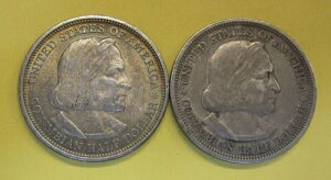 (2枚セット)1892年および1893年世界コロンビアン万博記念米国銀貨ハーフドル