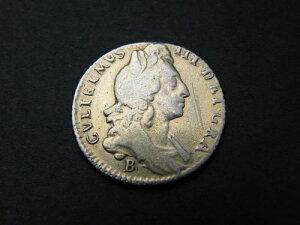 1697年 ウィリアム3世 銀貨 6ペンス ブリストル 金メッキ