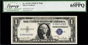 1�h�� 1935-D ��ݏؖ��� Fr.1613W WIDE E-F �u���b�N BP# 4750 LCGS Gem 65 PPQ
