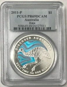 2011-P �I�[�X�g�����A 1�I���X .999 �V���o�[ $1 - Emu - PCGS PR69 DCAM