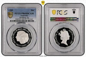 1989年 フィフティセント オーストラリア ウェディング シルバー 50c PCGS PR69DCAM #3342