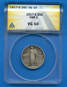 1917 S ANACS VG10 �X�^���f�B���O ���o�e�B �N�H�[�^�[ �č������� �V���o�[ 1917-S VG-10 VAR 1