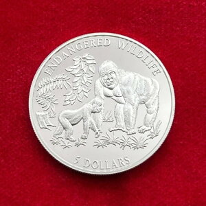 5ドル クック諸島、1996年、ローランドゴリラ、銀貨、プルーフ、オリジナル