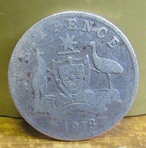 1918年 ミントマークM 低鋳造年 銀貨 オーストラリア 6ペンス 6ペンス硬貨