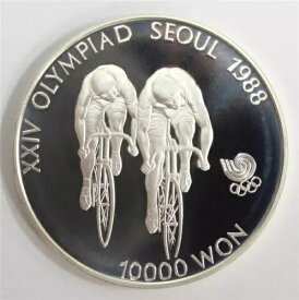 1988年ソウルオリンピック 韓国 10,000ウォン銀貨 サイクリング 宝石プルーフ