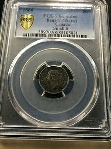 1886�N�� Small 6 / BENT; PCGS �J�i�_�A5�Z���g�A**EF �ڍ�** #5861